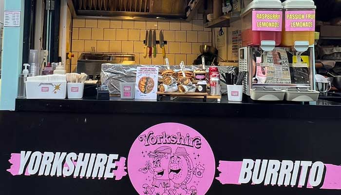 Yorkshire Burrito British street food stand located in Camden Market West Yard